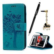 S5 Case,Samsung Galaxy S5 Case (i9600) - Wallet Embossed Flower Tree PU Leather Soft TPU Inner Cover with Magnetic... N14