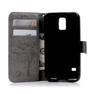S5 Case,Samsung Galaxy S5 Case (i9600) - Wallet Embossed Flower Tree PU Leather Soft TPU Inner Cover with Magnetic... N21