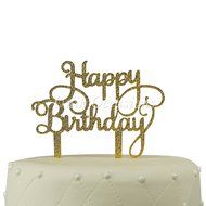 Unik Occasions Happy Birthday Acrylic Cake Topper (Gold Glitter) N9