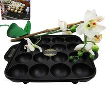 Personal Size Traditional Cast Iron Japanese Takoyaki And Dessert Cake Cooking Plate Pan N2