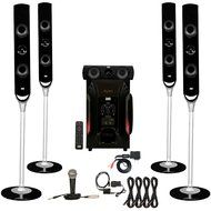 Acoustic Audio AAT1000 Tower 5.1 Speakers with Bluetooth Optical Input Mic and 4 Extension Cables N2