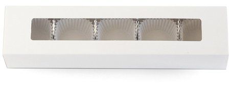 Truffle Gift Boxes, Set of 10, 5-piece Window Slider Chocolate Boxes, Deluxe Kit, White