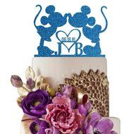 Sugar Yeti Made In USA Personalized Wedding Cake Topper Minnie Heart Mickey Initials With Date #25 Black N4