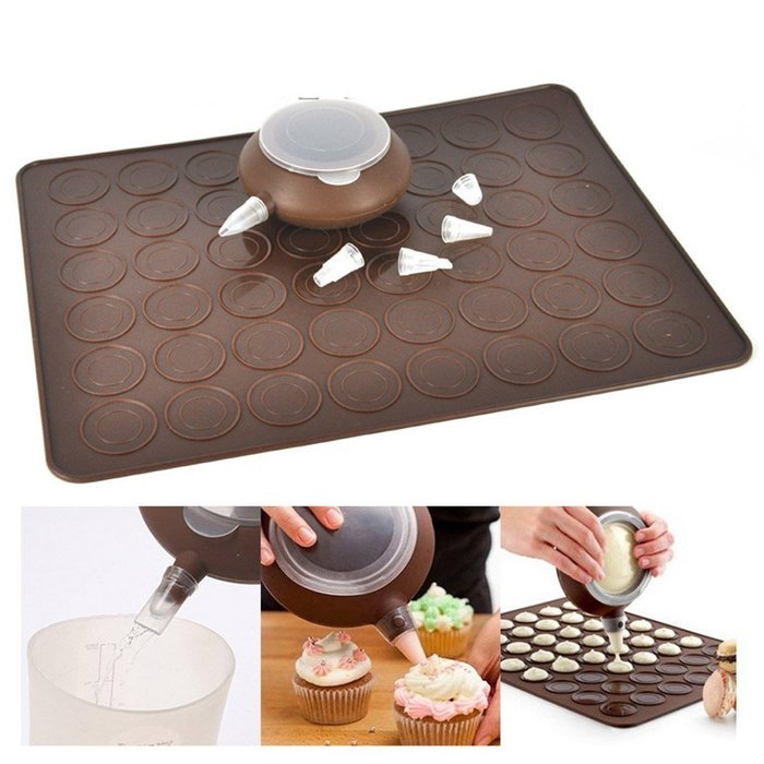 9Snail 1set Macaroon Kit with Baking Sheet Mat And Decorating Tip Sets Piping icing Baking Tool Pot Pen 4 Nozzles...