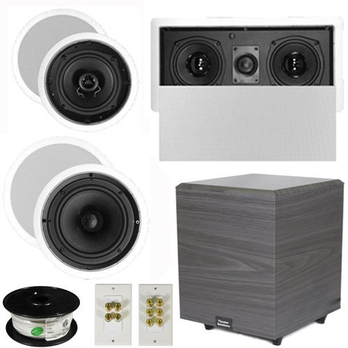 Theater Solutions 5.1 Home Theater 4 Speakers Set with Center 10" Powered Sub and More TS5C6CL51SET4