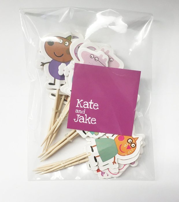 Kate & Jake Set of 24 Peppa Pig inspired cupcake toppers food picks cake toppers N3