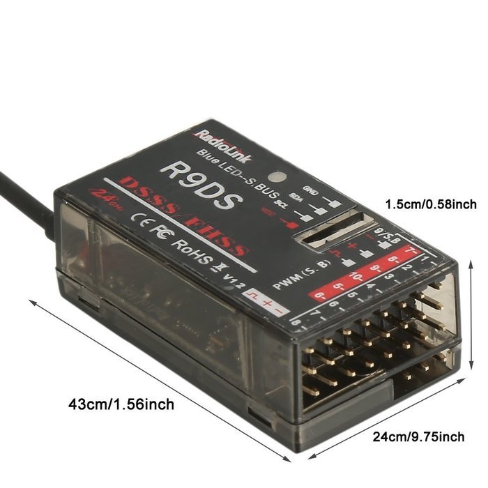 eshion New R9D 2.4G 9CH Channel Receiver For RadioLink AT9 AT10 Transmitter N3