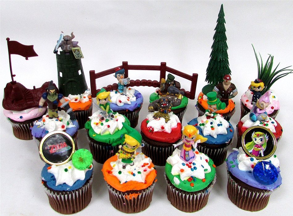 Legend of Zelda Birthday CUPCAKE Topper Set Featuring Link, Zelda, Phantom, Bryne, Anjean, Chancellor Cole, Big... N4