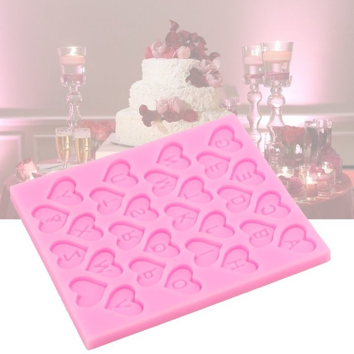 Julyshop Heart Alphabet Letter Mold Silicone Decorating Chocolat Fondant Cake Mould Tool