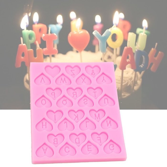 Julyshop Heart Alphabet Letter Mold Silicone Decorating Chocolat Fondant Cake Mould Tool N2