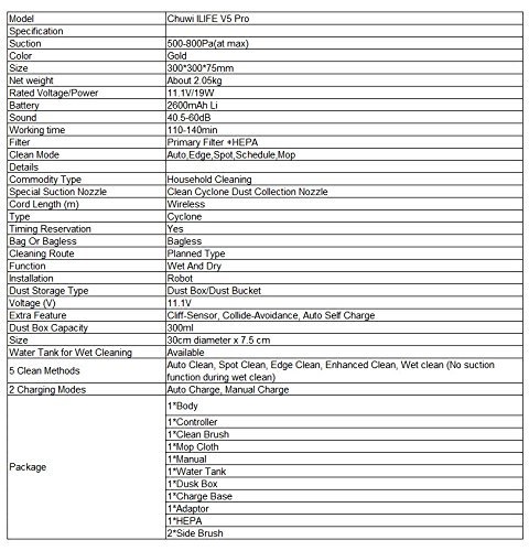 ILIFE Smart Wet Robot Vacuum Cleaner Wet and Dry Clean MOP Water Tank HEPA Filter,Ciff Sensor,Self Charge V5 PRO... N5