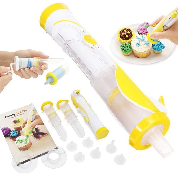 Mom Cake Pen | Complete Set of 14 Electric Icing Cupcake Cake Pastry Decoration Pen Tool Kit with Deco Tips E-Book... N2