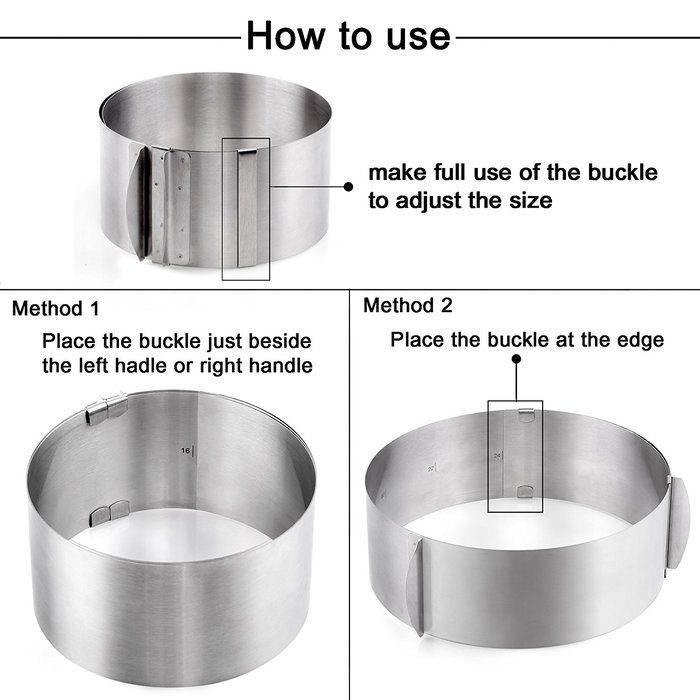 Yoofor Adjustable Stainless Steel Cake Ring 6-12 inch N8