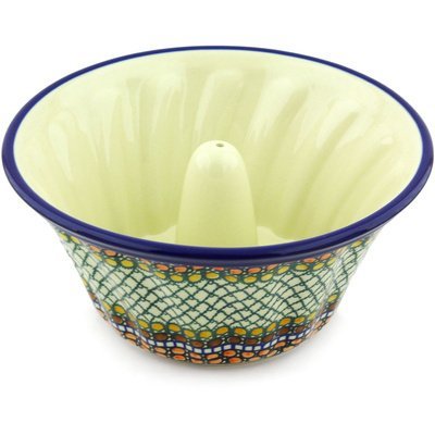 Polish Pottery Bundt Cake Pan 10-inch Orange Tranquility UNIKAT
