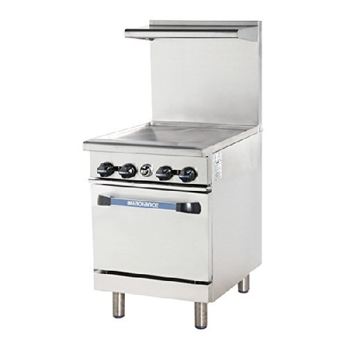 Turbo Air TAR24G 24" Range with Heavy Gauge Welded Frame 24" Thermostat Griddle Stainless Steel Construction 1...
