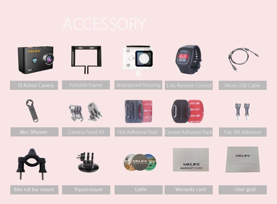 MELIFE I3 Action Camera, 2K WIFI Sports Action Cam IP68 30M Waterproof Helmet Camera with Built-in 2" LCD Screen... N7