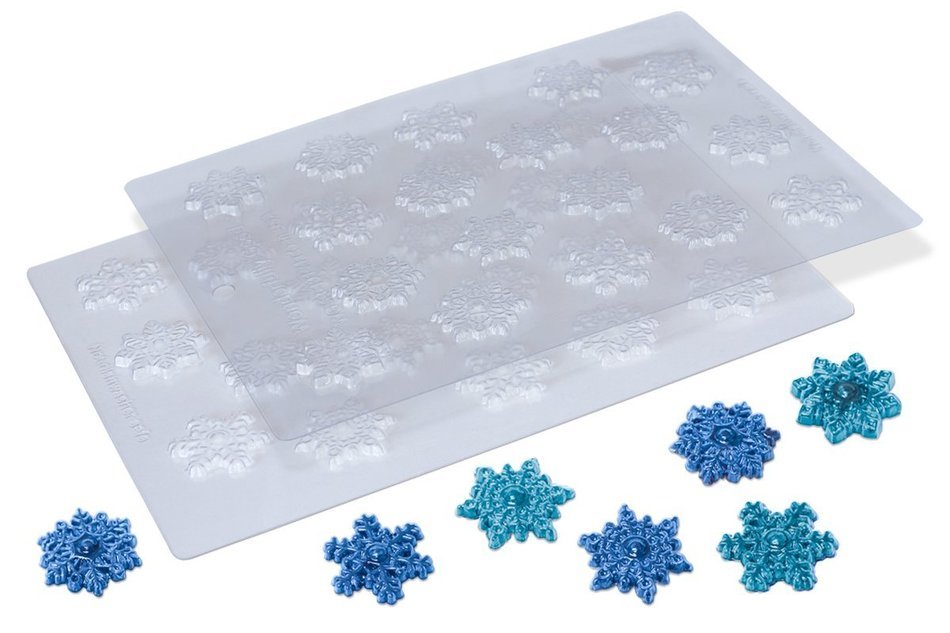 Snowflake Chocolate Candy Molds, Set of 2 - Cupcake & Cake Toppers, Party Decorations, Frozen Treats N3
