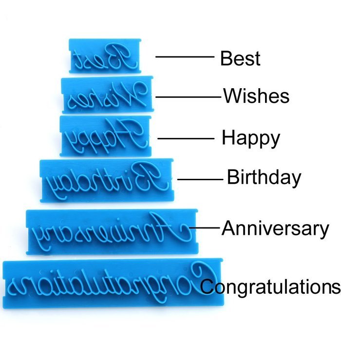 Fondant and Cake Mold, Handwriting Letter Shape, Blue, Set of 6pcs, for Birthday, Wedding, Festival, by Delight... N2