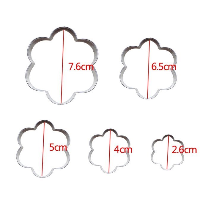 MuLuo 5Pcs/Set Fondant Cake Circle Cookie Paste Mold Cutter Tool N2