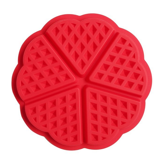 Kitchen Baking Set Silicone Waffle Mold Cake Mold Square Shape Heart Shape Set of 2 Red Color N3