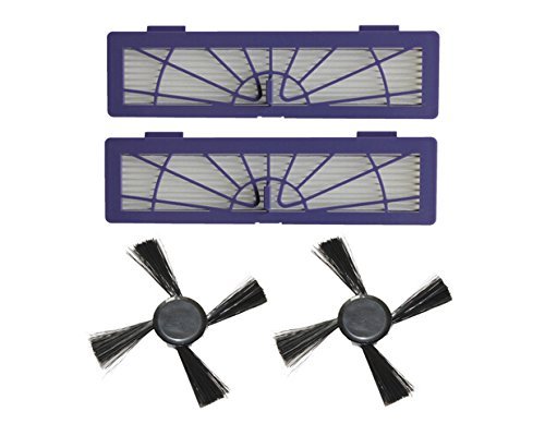 CIMC LLC 2 Side Brushes & 2 High-Performance Filters replacement for Neato BotVac Series 945-0123 N2