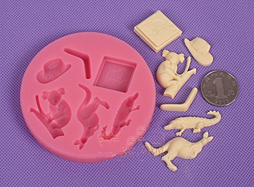 Anyana Koala & Kangaroo & Crocodile Silicone Fondant Mold Cake Decorating Pastry Gum Pastry Tool Kitchen Tool...