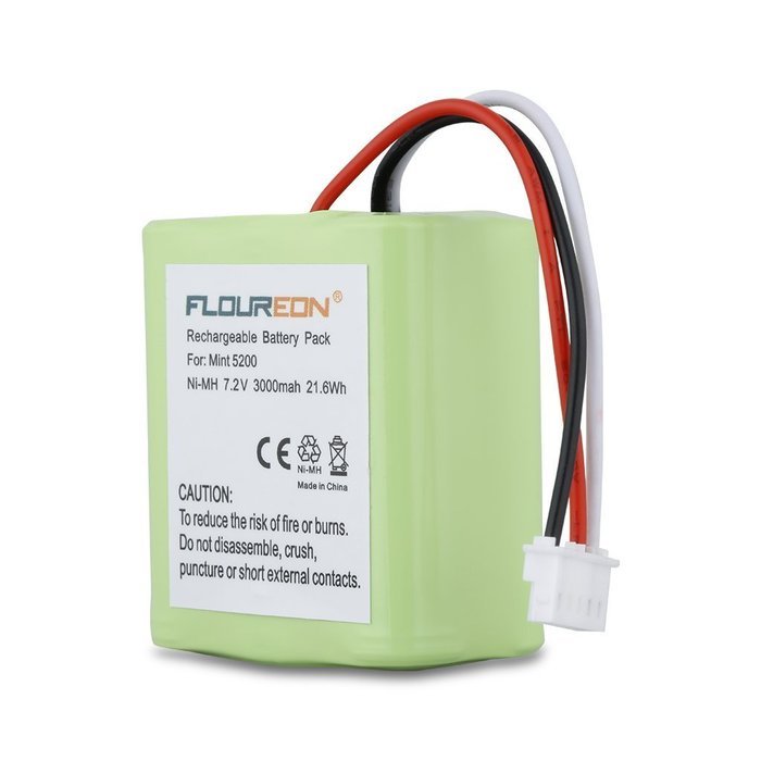 Floureon 7.2V 3000mAh NI-MH Replacement Vacuum Cleaner Battery for Braava 380t iRobot Mint 5200 5200B 5200C (3) N7