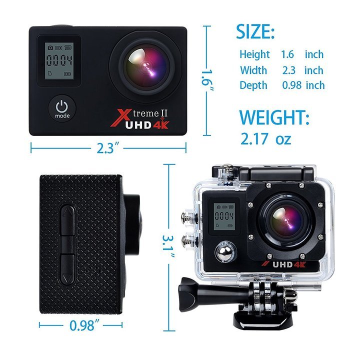 Campark Sports Action Video Camera 4K 30fps Ultra HD WiFi with Wrist Remote Control,Dual Screen,Waterproof upto... N8