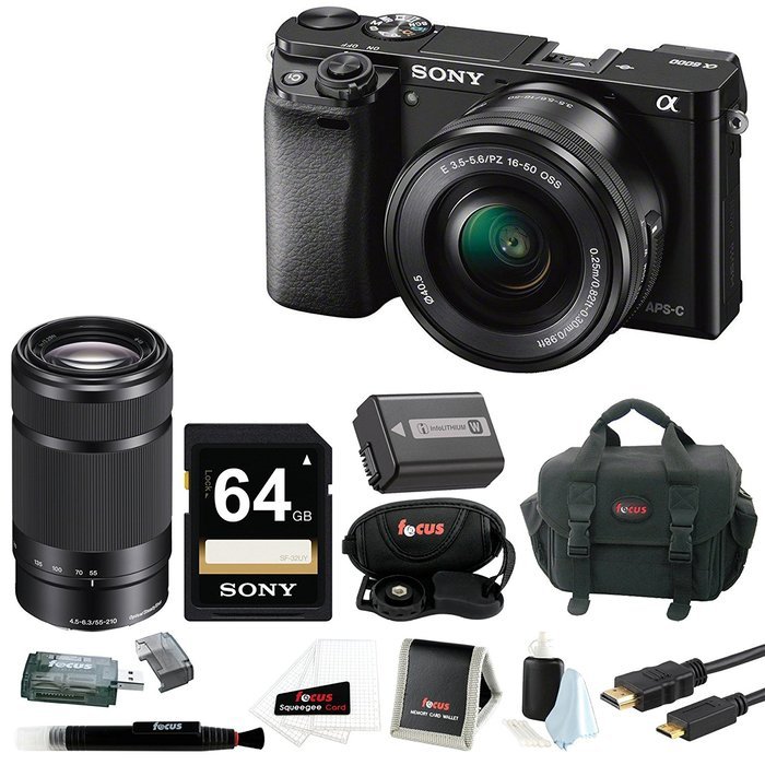 Sony a6000 Mirrorless Camera with 16-50mm Lens (Black) with Sony E 55-210mm Lens N2
