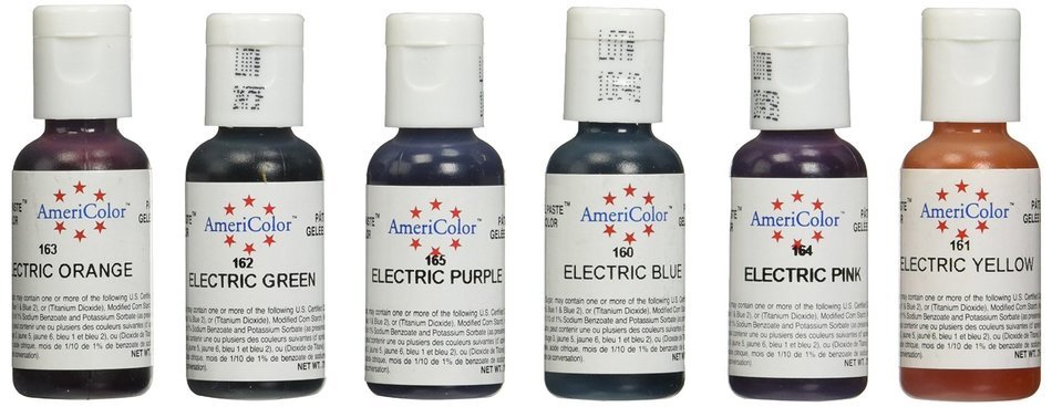 6 - .75oz Soft Gel Paste Electric Colors Cake Decorating Food Color