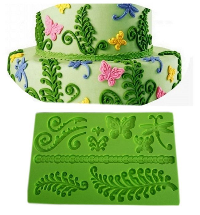 Lesirit Silicone Printing Cake Decorating Mold, 7.48" by 4.84" (Red) N3