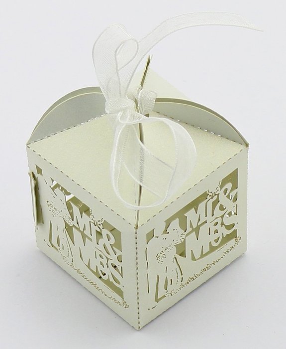 60PCs Wedding Favor Box Love Bird Candy Bag Chocolate Gift Box Bridal Baby Shower Cubic (Style #1 (2" x 2")) N2