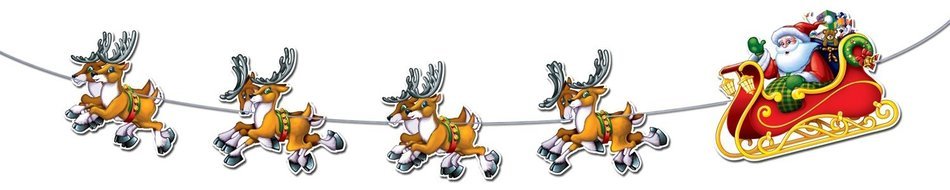 Beistle 1-Pack Santa and Sleigh Streamer, 8-Feet