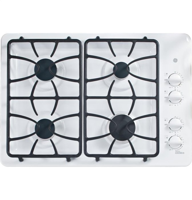 GE JGP333DETWW 30" White Gas Sealed Burner Cooktop
