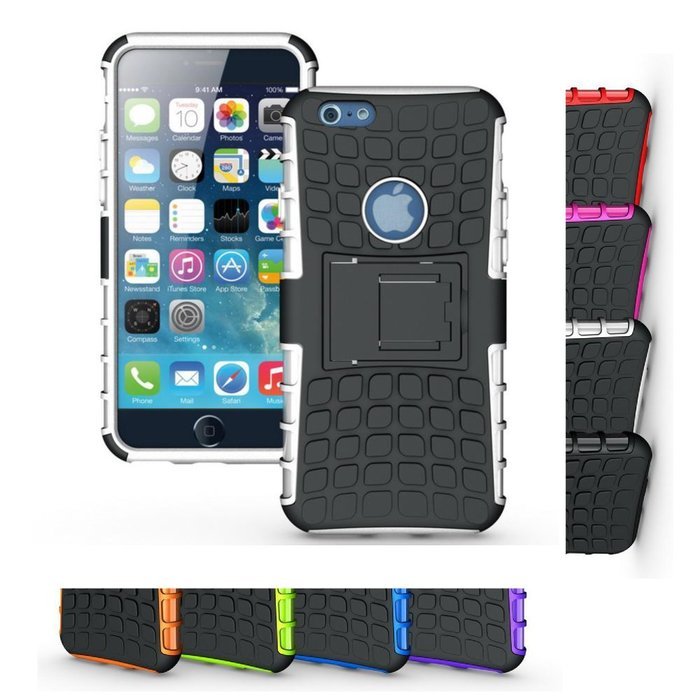 iPhone 6s Case, HLCT Rugged Shock Proof Dual-Layer Case with Built-In Kickstand for iPhone 6s / 6 4.7 Inch (White... N10