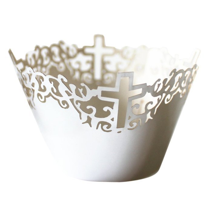 50 Cupcake Paper Cups Lace Muffin Cake Wrapper Cross Wedding Multi-color - Sky Blue, 5 cm 8 cm N2