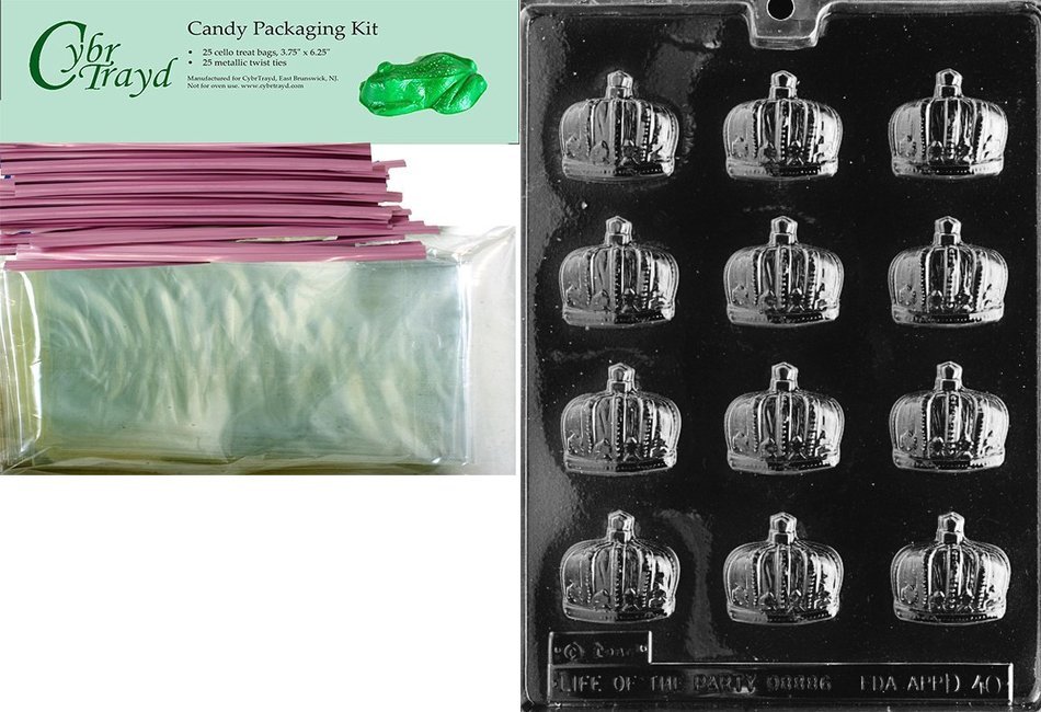Cybrtrayd D040 Crowns Chocolate Candy Mold with Exclusive Cybrtrayd Copyrighted Chocolate Molding Instructions N2