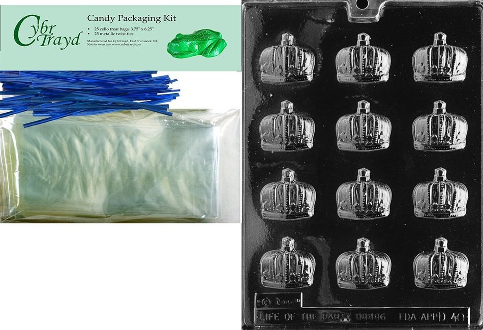 Cybrtrayd D040 Crowns Chocolate Candy Mold with Exclusive Cybrtrayd Copyrighted Chocolate Molding Instructions N3
