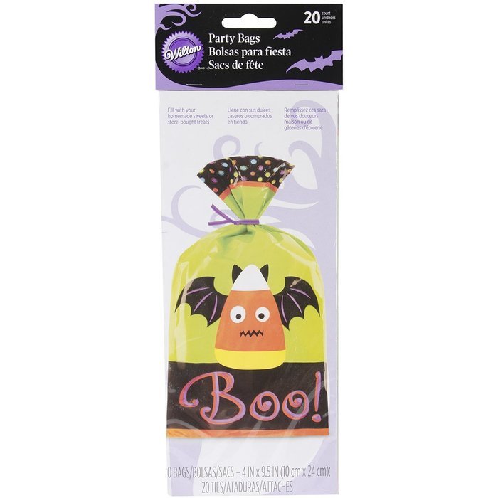Wilton W0431 Party Bags, 4-Inch by 9.5-Inch, Jack-O-Lantern, 20-Pack