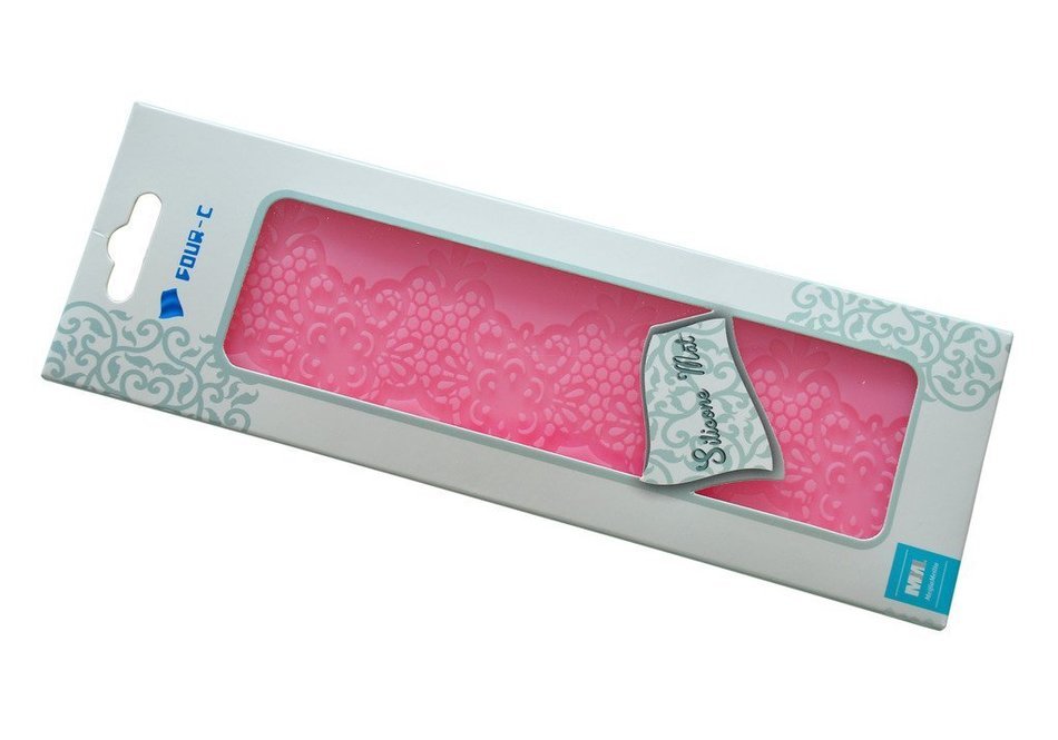 FOUR-C Silicone Lace Mat Decoration Pad Fondant Cake Mould Color Pink N2