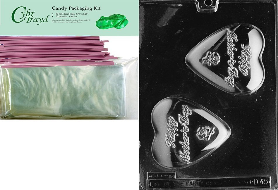 Cybrtrayd D045 Chocolate Candy Mold, Happy Mother's Day Heart Dads and Moms N3