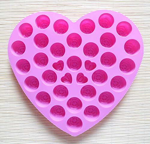 Wocuz Silicone Heart Shaped Chocolate Candy Molds Molding Chocolate Pan Flower Pattern N2