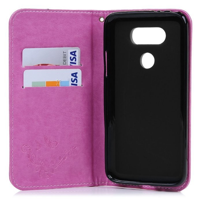 LG G5 Case,LG H868 Case - Wallet Folio Flip Magnetic Smart Closure Embossed Butterflies PU Leather Case with Stand... N20