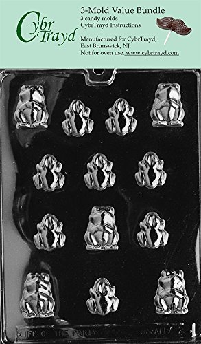 CybrTrayd A002-3BUNDLE Frogs Chocolate Candy Mold with Exclusive Copyrighted Chocolate Molding Instructions