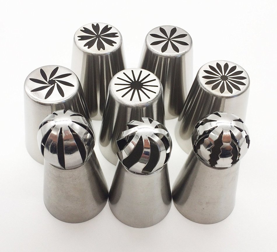 KOOTIPS 8pcs/ set Sphere Ball Tips Make Flowers Russian Icing Piping Nozzles Tips Pastry Cake Fondant Cupcake... N4