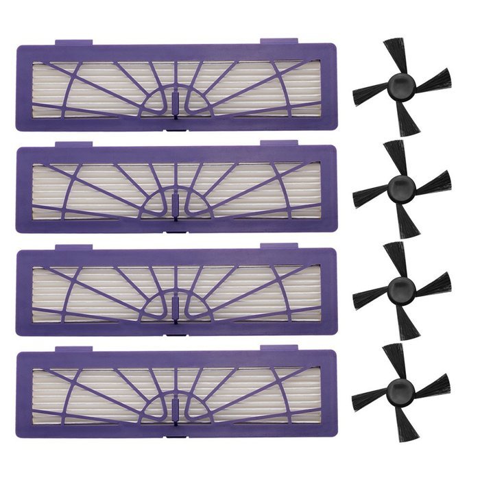 Neutop Botvac Filter & Side Brush for Neato Botvac Series and Botvac D Series, 4-Pack