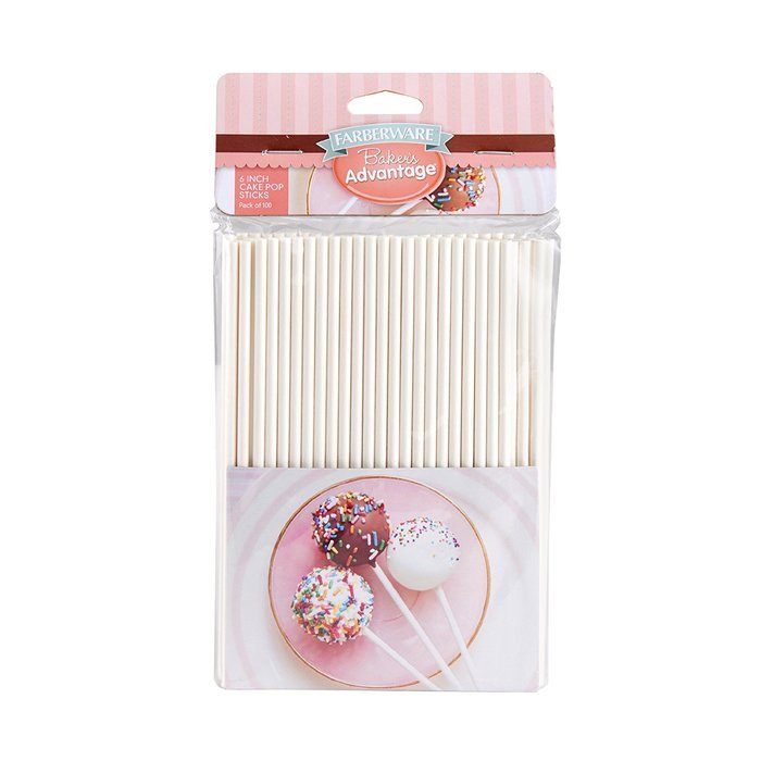 Farberware Baker's Advantage 6-Inch Cake Pop Sticks, 100 Count, White