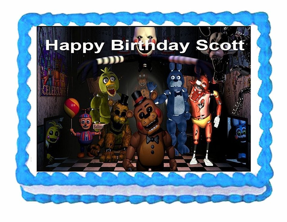 Five nights at Freddy's FNaF party edible cake image cake topper -7.5"x10". ~ Personalized!