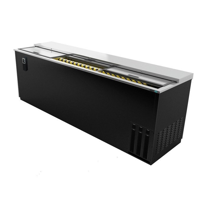 Bottle Cooler, 95", (3) sliding lids, (1,150) 12 oz can or (547) 12 oz bottle capacity, analog thermostat, Asber...