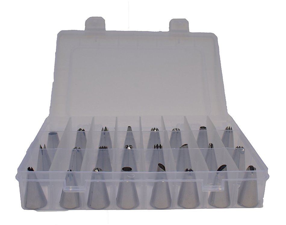 Raims Original Cake Decoration Tips Set 28 Pieces Include 2 Reusable Silicone Icing Bag and 2 Appropriate Coupler... N3